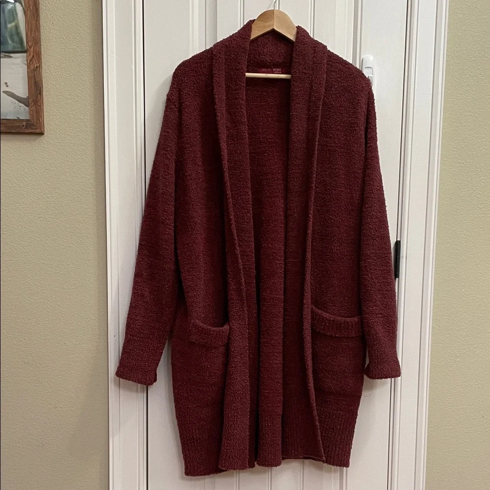BAREFOOT DREAMS CozyChic Long Maroon Cardigan Size XL